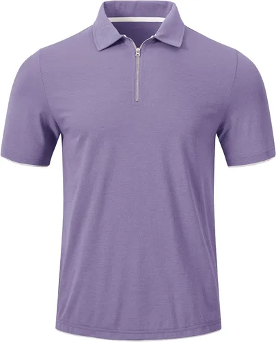 Vista 4 de MoFiz Conjunto de pantalones cortos para hombre, camisa polo con cremallera de un cuarto, pantalones cortos, trajes deportivos, conjuntos casuales