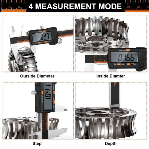 Vista 4 de HARDELL Calibre digital de 6 pulgadas, herramienta de medición de calibre de acero inoxidable con gran pantalla LCD, calibre de micrómetro