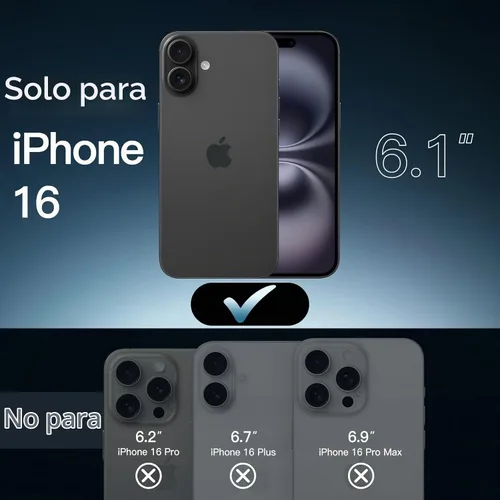 Vista 2 de JETech Funda para iPhone 16, antiamarilleo, color negro Shockproof Protection, Scratch Resistant Hard PC Back, Durable Transparent TPU Bumper