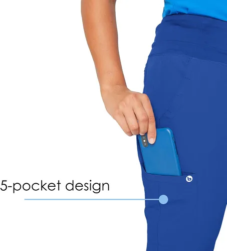 Vista 3 de BARCO One Pantalón de uniforme médico de pierna recta tipo cargo con 4 bolsillos para mujer