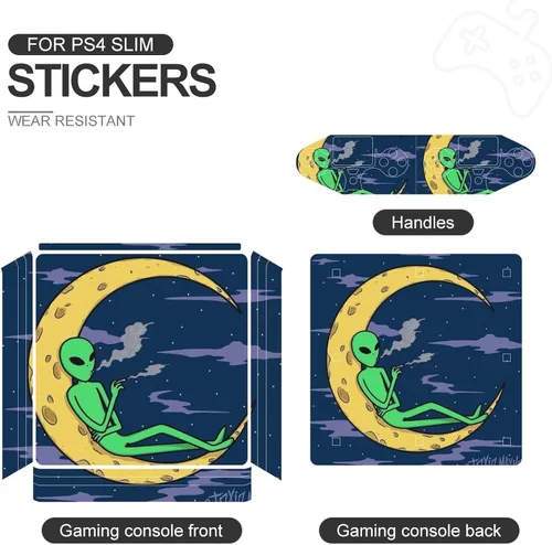 Vista 2 de Moon Alien Stickers Fundas protectoras compatibles con el controlador de consola original PS4 Slim PS4 Pro