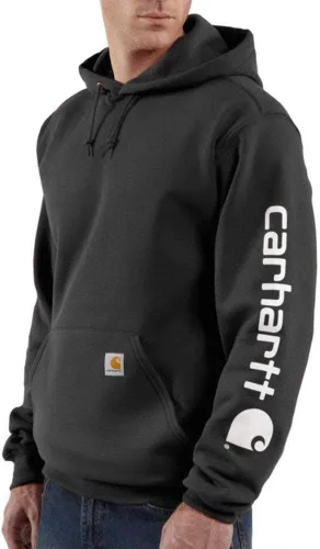 Vista 34 de Carhartt Sudadera de ajuste holgado para hombre con logotipo en la manga, de peso medio, gráfica, liquidación Mink