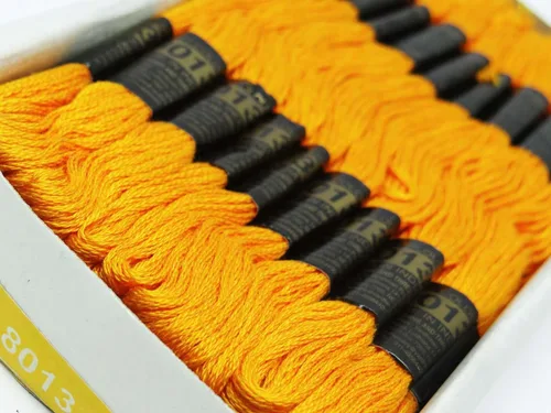 Vista 2 de 25 piezas de hilo de algodón amarillo costura madeja bordado cruz costura