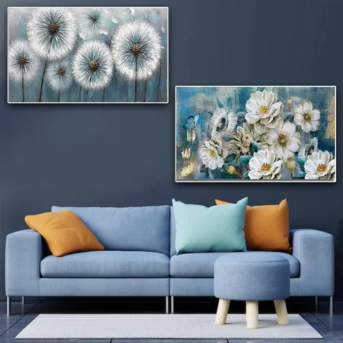 Vista 5 de Paquete de 2 Kits de Pintura de Diamantes, Grandes Kits de Pintura de Diamantes 5D DIY de Flor de Diente de León para Adultos, Arte y Manualidades