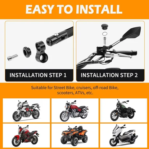 Vista 6 de JMTBNO Espejo universal de aluminio para manillar de motocicleta, espejos laterales traseros de 8mm 10mm para bicicleta de calle, bicicleta