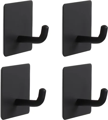Vista 10 de Ganchos para toallas de baño, paquete de 4 ganchos autoadhesivos para abrigos, resistentes sin perforaciones, gancho para bata, colgador de ropa