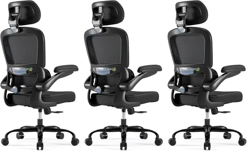 Vista 13 de TRALT Silla ergonómica de oficina, silla de escritorio con reposacabezas ajustable, silla de computadora de soporte lumbar, silla cómoda de malla