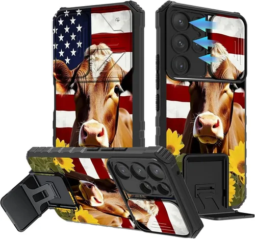 Vista 27 de Funda para Samsung Galaxy A13 5G/4G/A04S, Galaxy A13 5G con cubierta de cámara deslizante, funda de doble capa integrada con función atril
