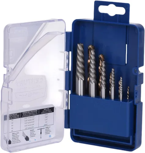 Vista 12 de Century Drill & Tool 73215 Juego de extractor de tornillos de flauta cuadrada de 5 piezas, #1 - #5, para extraer tornillos rotos y pernos sin dañar