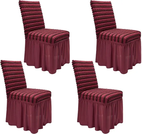 Vista 45 de NICEEC - Juego de 2 fundas para sillas de comedor de alta elasticidad, fundas removibles para sillas de comedor con falda, fundas protectoras