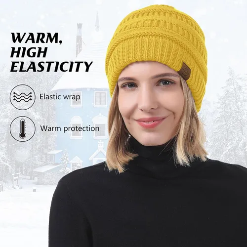 Vista 2 de Durio Gorro de invierno para mujer, gorro suave y cálido, gorro de punto casual, gorro de punto para mujer
