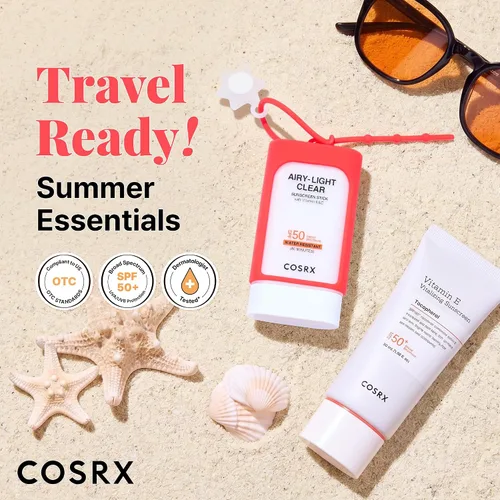 Vista 3 de COSRX Protector solar con vitamina E y luz aireada con llavero gratis, exclusivo de Amazon, protector solar coreano para piel grasa, artículos