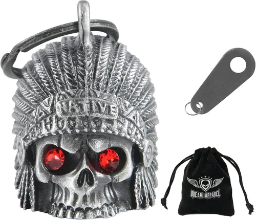 Vista 21 de Dream Apparel Campanas de motocicleta para motociclistas, accesorios de campanas pesadas y llavero para la suerte