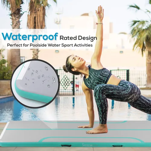 Vista 4 de SereneLife Gymnastics Inflatable Air Tumbling Floor Mat Floating Water Mat 10FT, 4in Thickness for Outdoor/Home Indoor Use Tumbling, Training