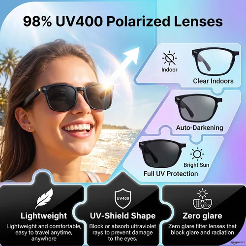 Vista 4 de Gafas inteligentes AI con traducción de 164 idiomas y audio Negro