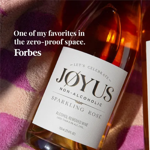 Vista 3 de Joyus - Vino espumoso sin alcohol, galardonado y mejor vino desalcoholizado de su clase, complejo y seco, bajo en azúcar y bajo en calorías, 25.4 fl