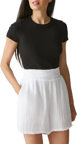 Vista 4 de Michael Stars Pantalones cortos de cintura fruncida para mujer, cómoda gasa doble, bolsillos