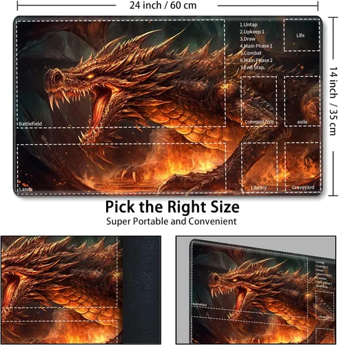 Vista 2 de Tapete de juego para MTG Card Playmat con zona, tapete de juego para MTG TCG de 24 x 14 pulgadas, tapete de juego antideslizante para tablero