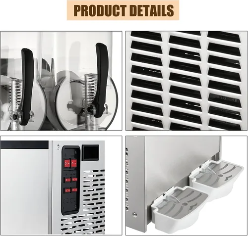Vista 5 de KnoRRs 15/30/45L Máquina comercial de hielo Slush, Máquina de enfriamiento de bebidas que hace, Máquina de jugo de granizado de enfriamiento