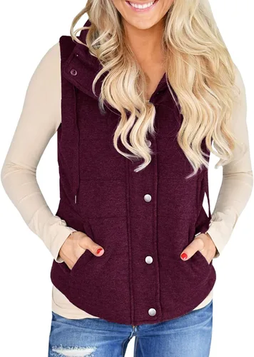 Vista 9 de Valphsio Women Casual Quilted Puffer Vest Lightweight Jacket with Pockets Negro