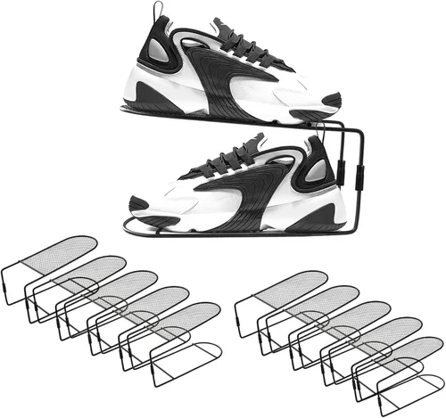 Vista 13 de CiBiZi Organizador de ranuras para zapatos, paquete de 6 organizadores de zapatos de metal, apilables, con doble capa, para un par de zapatos