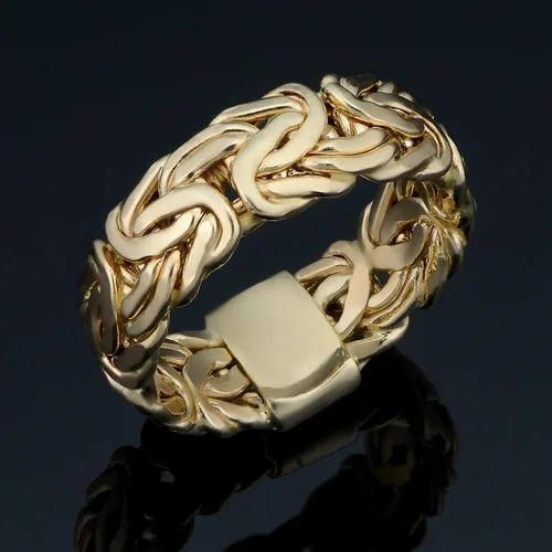 Vista 2 de Kooljewelry Anillo bizantino de oro amarillo de 14 quilates de 0.295in