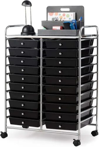 Vista 32 de Giantex Carrito con ruedas de 12 cajones, carrito de almacenamiento móvil con cajones, carrito organizador de aula para suministros escolares