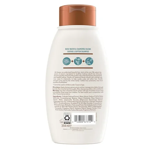 Vista 8 de Aveeno Champú de agua de rosas y manzanilla para cabello seco, hidratante
