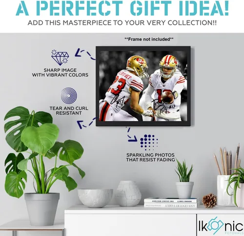 Vista 2 de Ikonic Fotohaus Brock Purdy Christian McCaffrey - Impresión de autógrafos con foto firmada, arte de pared para decoración del hogar