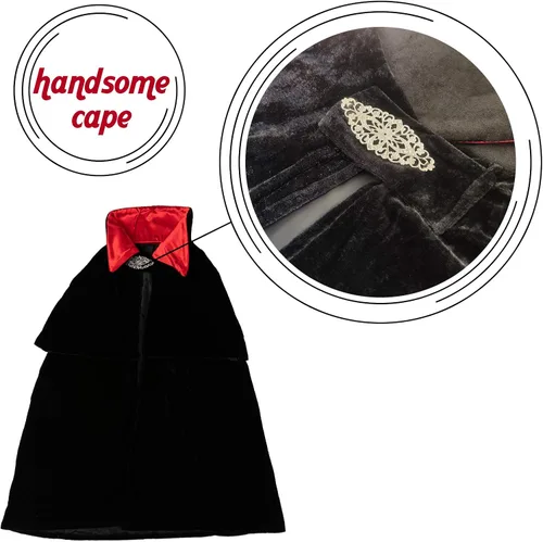 Vista 5 de Funnlot Disfraz de vampiro para niños de lujo vampiro niño Cosplay vestido