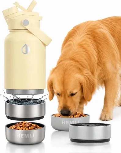 Vista 16 de Botella de agua para perros, botella de agua de viaje aislada para perros, dispensador de botellas de agua para mascotas de acero inoxidable