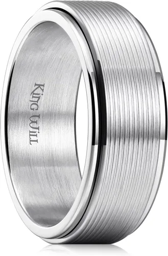Vista 28 de King Will Anillo de ansiedad giratorio para hombre, color negro, plateado, dorado, 0.315 in, cadena de malla de alambre de acero inoxidable, malla