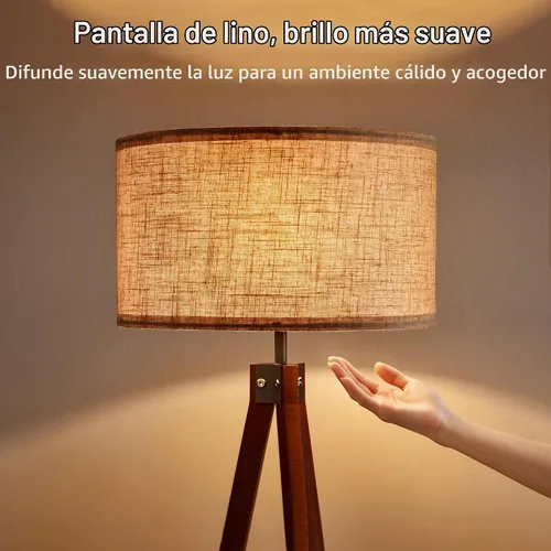 Vista 4 de LEPOWER Lámpara de pie trípode de madera, lámpara de pie de mediados de siglo, luz de estudio de diseño moderno para sala de estar, dormitorio, sala