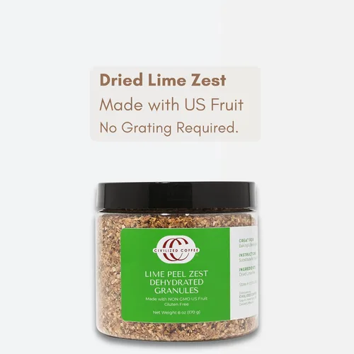 Vista 6 de Civilized Coffee Gránulos de ralladura de lima, 6 oz Cáscara de lima real, hornear y cocinar, sabor cítrico brillante, no requiere preparación
