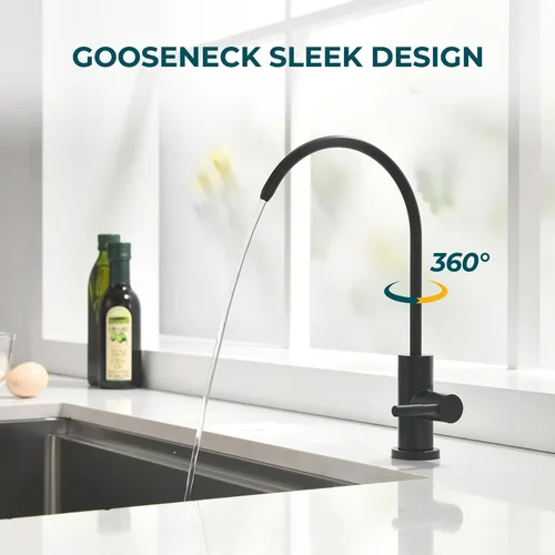 Vista 7 de Hiqufet Grifos de agua potable para fregadero de cocina, grifo de filtro de agua de acero inoxidable para ósmosis inversa o sistema de filtración