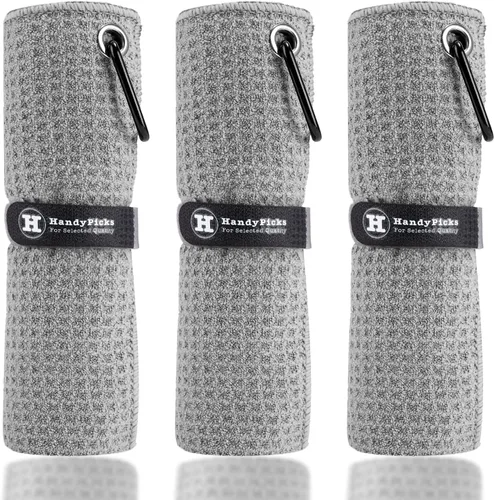 Vista 10 de Handy Picks Toalla de Golf de Microfibra (16" X 16") con Clip de Mosquetón, Toalla de Golf con Patrón de Waffle con Cierre de Gancho y Bucle - La