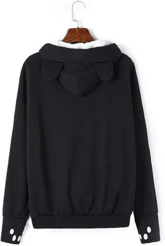 Vista 2 de Sudadera de manga larga con diseño de orejas de gato