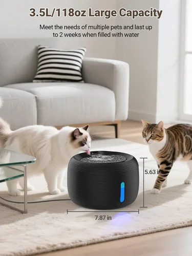 Vista 2 de SIBAYS Fuente de agua para gatos, fuente de agua para mascotas de gran capacidad de 3.5L/118 onzas, dispensador automático silencioso de agua