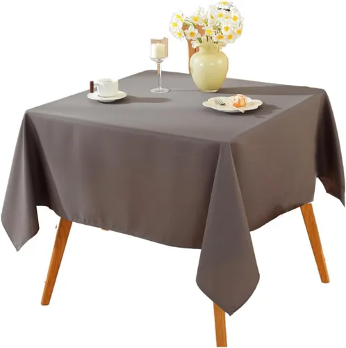 Vista 32 de Paquete de 2 Manteles Redondos de 120 Pulgadas de Carbón, Mantel de Poliéster Lavable para Uso en el Hogar, Fiestas, Bodas o Restaurantes. Gris
