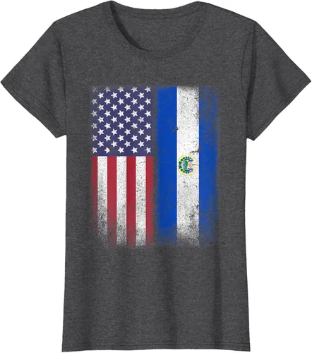 Vista 3 de Salvadoran American Flag El Salvador Salvadorean Salvadorian T-Shirt for Women Kids Men