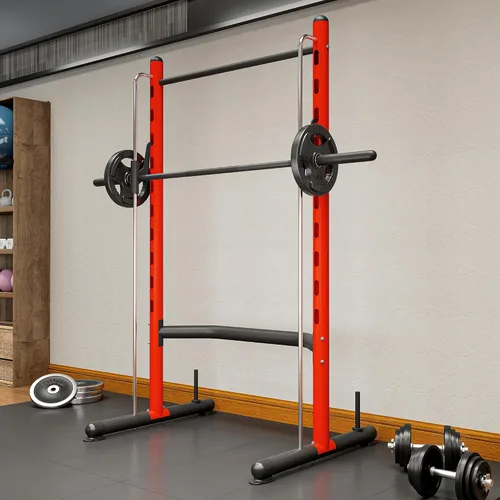 Vista 9 de Soozier Squat Rack with Pull Up Bar Adjustable Power Black Rojo