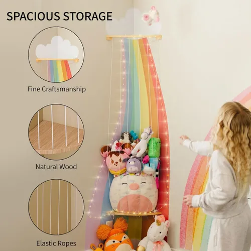 Vista 4 de PUTSKA Organizador esquinero de almacenamiento de animales de peluche, soporte para animales de peluche, almacenamiento tapado, peluches que ahorran