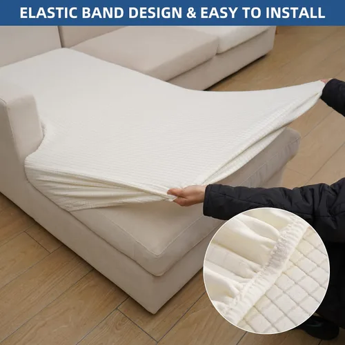 Vista 4 de Eismodra - Funda de sofá modular y en forma de L, funda para chaise longue, funda elástica mágica para sofá de 3 cojines en forma de L, funda