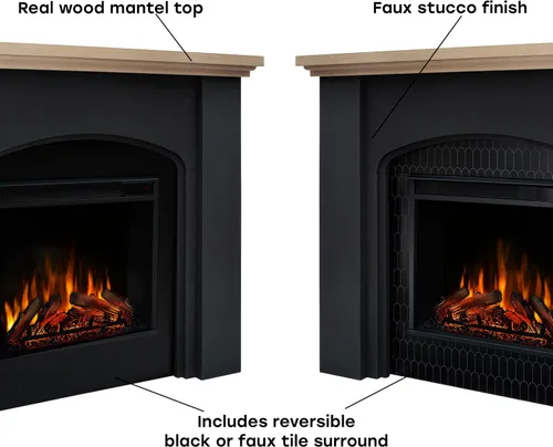 Vista 4 de Real Flame Anika - Chimenea eléctrica de 49 pulgadas con repisa para sala de estar o dormitorio, calentador reemplazable, efecto realista de troncos