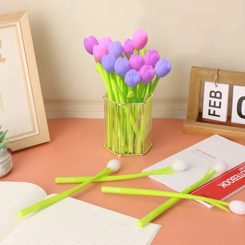 Vista 2 de Bolígrafos de flores que cambian de color, paquete de 30 bolígrafos creativos de tinta de gel para la escuela, hogar, oficina, papelería, regalo