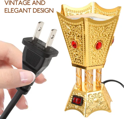 Vista 6 de FOMIYES Quemador de incienso eléctrico, estilo Oriente Medio, incensario portátil para oficina y decoración del hogar, ideal para yoga, spa