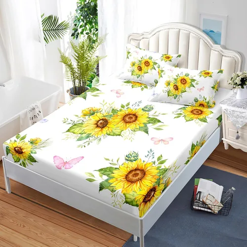 Vista 16 de Nttopship Sábanas y fundas de almohada florales bohemias, sábana bajera ajustable de microfibra suave, bolsillos profundos, decoración