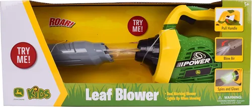 Vista 6 de John Deere Soplador de hojas de juguete para niños – herramienta de construcción simulada con luces y sonidos Sopla aire real