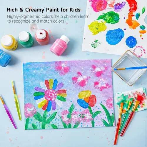 Vista 3 de Shuttle Art Juego de pintura de dedos lavable, 37 piezas con 10 colores (2 fl oz), pintura no tóxica para niños pequeños, pinceles de pintura