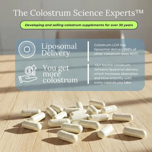 Vista 4 de Colostrum-LD Cápsulas Entrega liposomal, absorción máxima 120 cápsulas